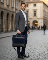 Midnight Executive Leather Briefcase – Navy & Black Dual-Tone Laptop Bag for Men